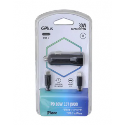 מטען רכב USB-C 30W+כבל IPHONE