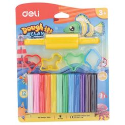 פלסטלינה 160גר' 12 צבעים deli 75041
